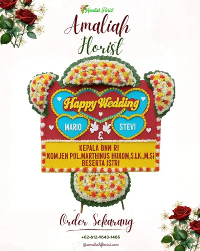 Karangan Papan Bunga Pernikahan di Waled